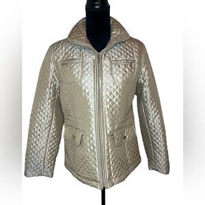 WHITE STAG QUILTED GOLD PUFFER‎ WINTER COAT WOMENS SIZE SMALL *Stunning